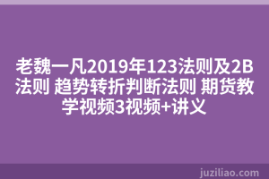 老魏一凡2019年123法则及2B法则 趋势转折判断法则 期货教学视频3视频+讲义