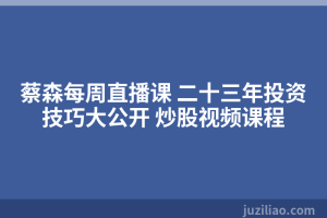 蔡森每周直播课 二十三年投资技巧大公开 炒股视频课程