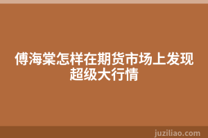 傅海棠怎样在期货市场上发现超级大行情