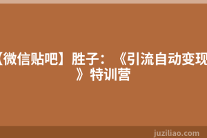 【微信贴吧】胜子：《引流自动变现》特训营