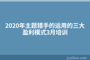 2020年主题猎手的运用的三大盈利模式3月培训