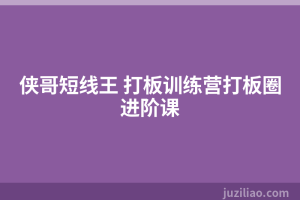 侠哥短线王 打板训练营打板圈进阶课