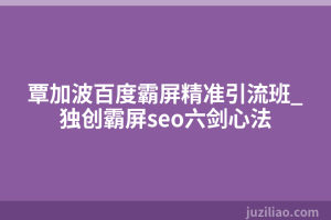 覃加波百度霸屏精准引流班_独创霸屏seo六剑心法