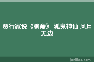 贾行家说《聊斋》 狐鬼神仙 风月无边
