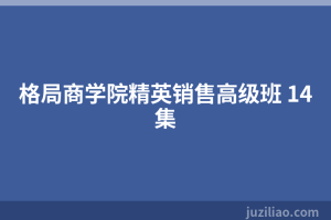 格局商学院精英销售高级班 14集