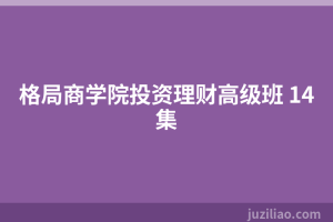 格局商学院投资理财高级班 14集
