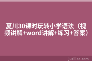 夏川30课时玩转小学语法（视频讲解+word讲解+练习+答案）