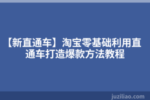 【新直通车】淘宝零基础利用直通车打造爆款方法教程