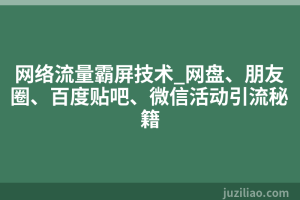 网络流量霸屏技术_网盘、朋友圈、百度贴吧、微信活动引流秘籍