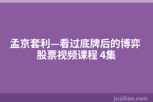 孟京套利—看过底牌后的博弈 股票视频课程 4集