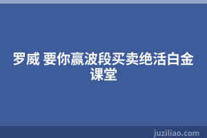 罗威 要你赢波段买卖绝活白金课堂