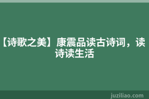 【诗歌之美】康震品读古诗词，读诗读生活