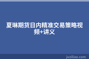 夏琳期货日内精准交易策略视频+讲义