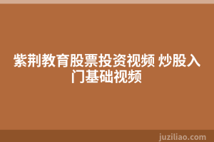 紫荆教育股票投资视频 炒股入门基础视频