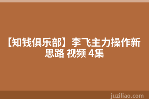 【知钱俱乐部】李飞主力操作新思路 视频 4集