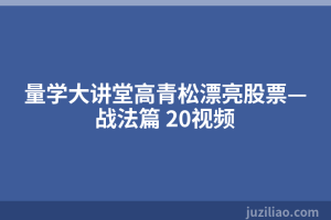 量学大讲堂高青松漂亮股票—战法篇 20视频