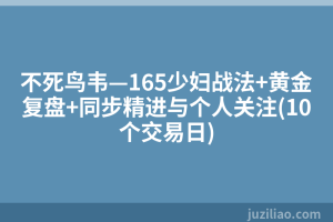 不死鸟韦—165少妇战法+黄金复盘+同步精进与个人关注(10个交易日)