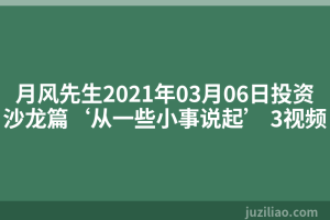 月风先生2021年03月06日投资沙龙篇‘从一些小事说起’ 3视频