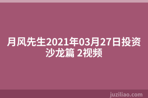 月风先生2021年03月27日投资沙龙篇 2视频