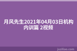 月风先生2021年04月03日机构内训篇 2视频