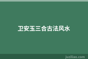 卫安玉三合古法风水