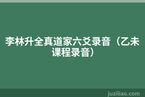 李林升全真道家六爻录音（乙未课程录音）