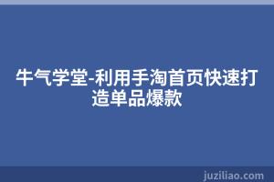 牛气学堂-利用手淘首页快速打造单品爆款