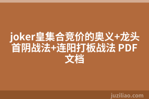 joker皇集合竞价的奥义+龙头首阴战法+连阳打板战法 PDF文档
