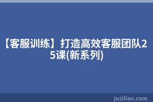 【客服训练】打造高效客服团队25课(新系列)