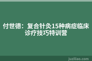 付世德：复合针灸15种病症临床诊疗技巧特训营