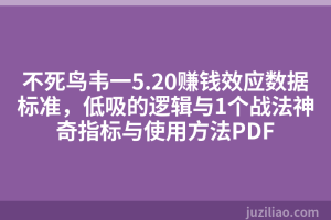 不死鸟韦一5.20赚钱效应数据标准，低吸的逻辑与1个战法神奇指标与使用方法PDF