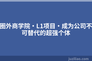 圈外商学院·L1项目·成为公司不可替代的超强个体