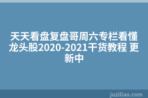天天看盘复盘哥周六专栏看懂龙头股2020-2021干货教程 更新中
