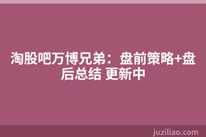 淘股吧万博兄弟：盘前策略+盘后总结 更新中