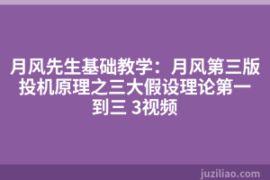 月风先生基础教学：月风第三版投机原理之三大假设理论第一到三 3视频