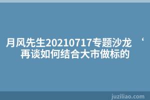 月风先生20210717专题沙龙 ‘再谈如何结合大市做标的