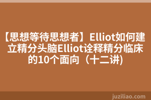 【思想等待思想者】Elliot如何建立精分头脑Elliot诠释精分临床的10个面向（十二讲)