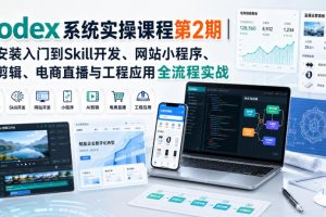 Codex系统实操课程第2期｜从安装入门到Skill开发、网站小程序、AI剪辑…