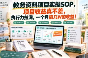 教务资料项目实操SOP,项目收益真不差,执行力拉满,一个月搞几W的收益…