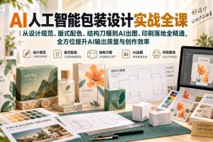 九猫AI人工智能包装设计实战全课｜从设计规范、版式配色、结构刀模到A…