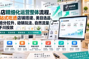 李哥电商-抖店精细化运营整体流程，一站式吃透店铺搭建、类目选品、体…