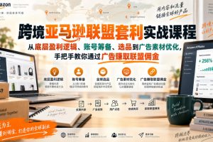 跨境亚马逊联盟套利实战课程，从底层盈利逻辑、账号筹备、选品到广告素…