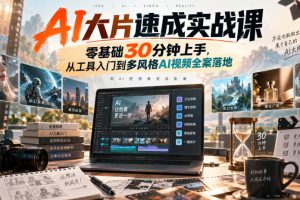 玩转AI神器：30分钟做出你的第一条AI大片，从工具入门到多风格AI视频全…