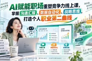 AI赋能职场重塑竞争力线上课,掌握沟通汇报、数据自动化、战略思维,打…