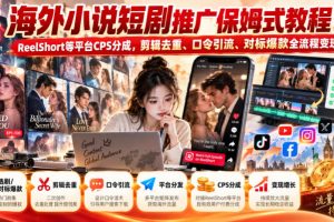 海外小说短剧推广保姆式教程｜ReelShort等平台CPS分成，剪辑去重、口令…