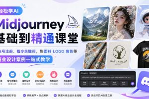 轻松学AI Midjourney基础到精通课堂,从账号注册、指令关键词,到面料…