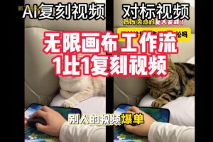 宠物带货视频复刻，无限画布工作流1比1，不用拍摄、不用布景、不用真人…