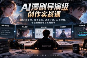 AI漫剧导演级创作实战课｜提示词工程、镜头语言、动态分镜、AI生视频、…