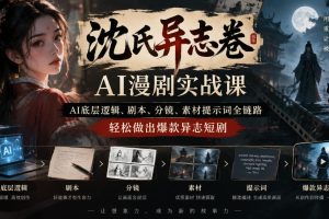 沈氏异志卷AI漫剧实战课｜AI底层逻辑、剧本、分镜、素材提示词全链路，…