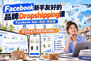 Facebook新手友好的品牌Dropshipping课,Facebook Ads+选品+供应链,零…